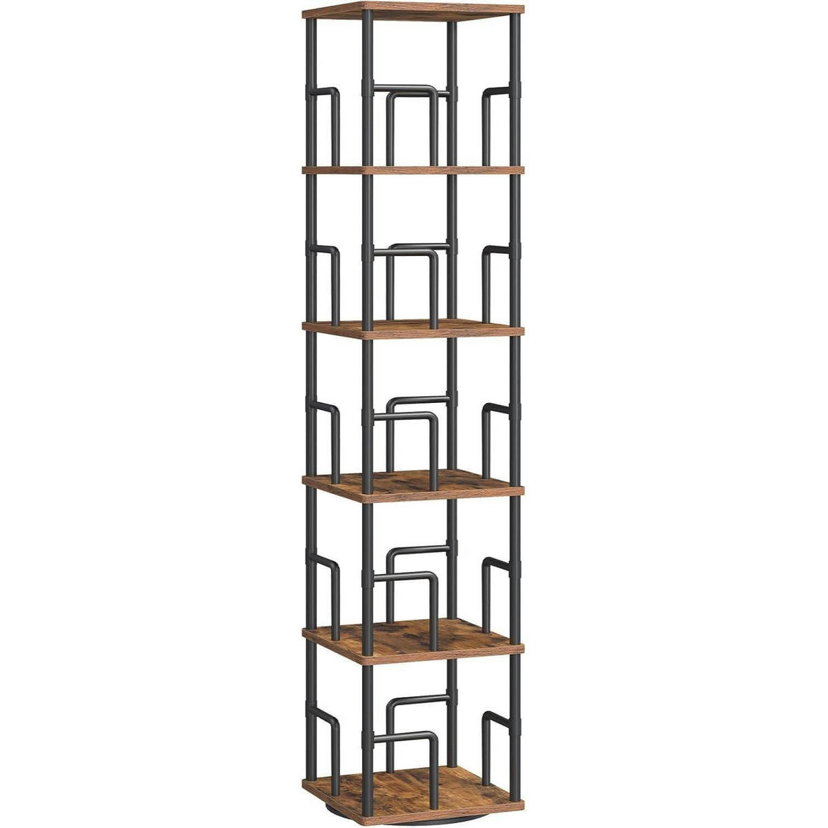 BÜCHERREGAL Drehregal 6 Ebenen Braun Schwarz 30 x 30 x 158,7 cm - Braun, Holzwerkstoff (30/158.7/30cm)