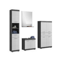 BADKOMBINATION 4tlg. Scout Bad in Rauchsilber Nachbildung und weiß hochglanz B/H/T: 186x191x34 cm - Anthrazit, Holz (186/191/34cm)