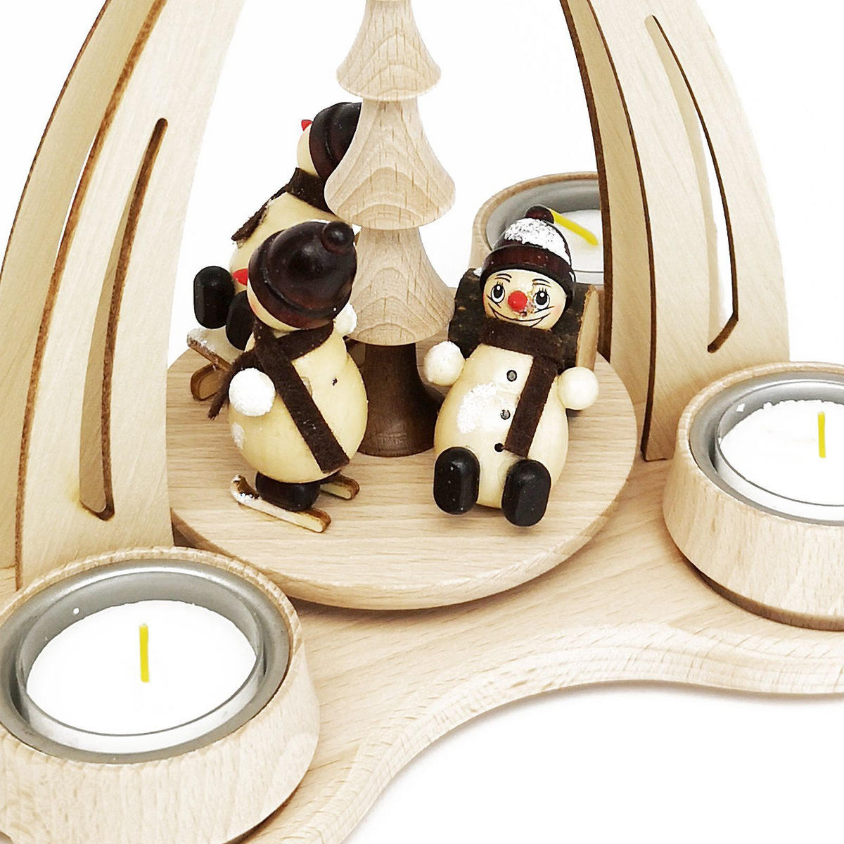 TISCH-PYRAMIDE Schneemänner 14/18/24 cm - Multicolor, Holz (0.1/24/0.1cm) - Dekoteam24