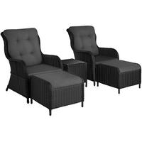 RATTAN SITZGRUPPE Benissa,mit Sicherheitsglasplatte,schwarz/grau - Schwarz/Grau, Kunststoff - tectake