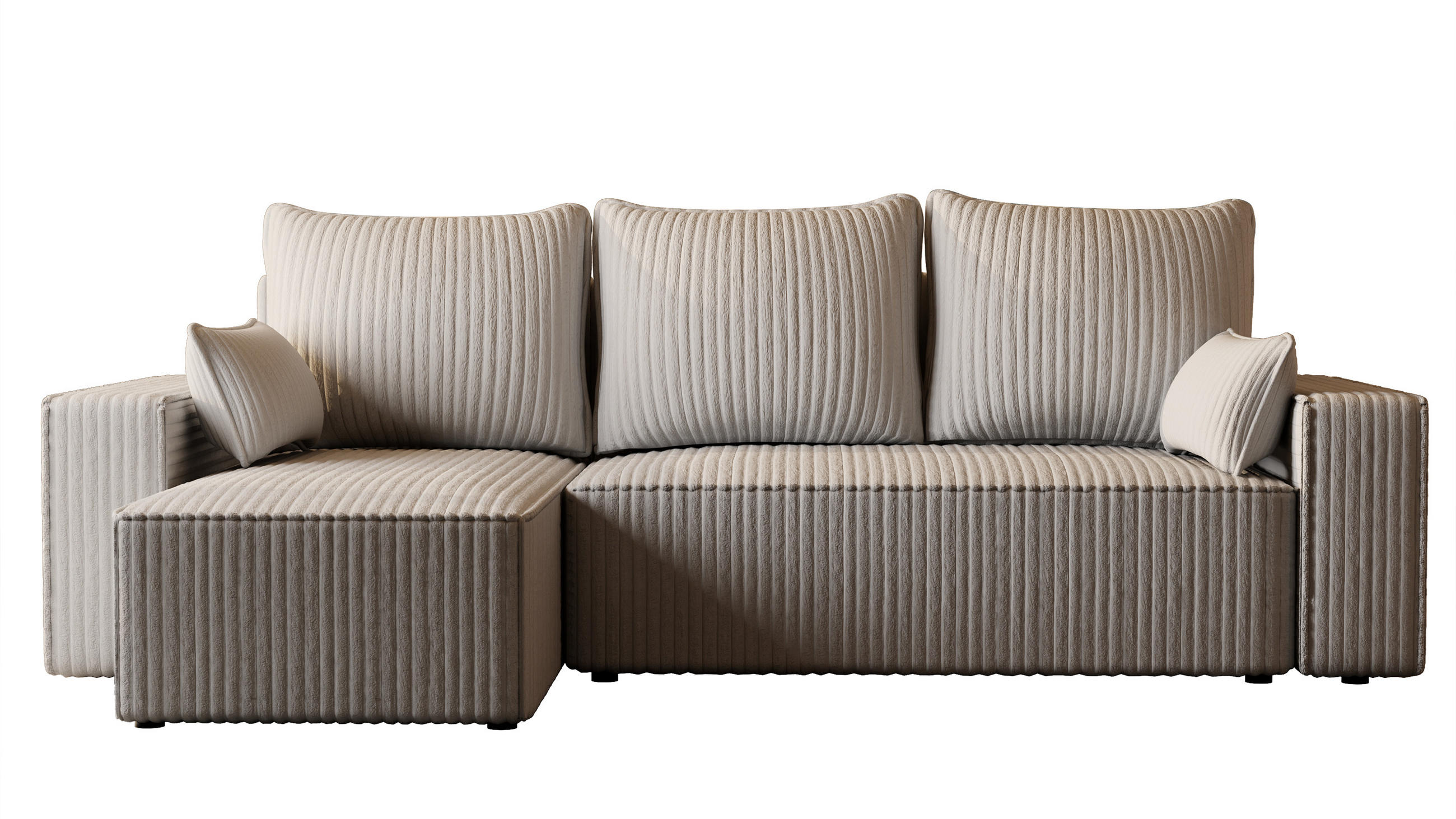 ECKSOFA Tobi mit Bettkasten und Schlaffunktion, L-Form/XL-Form, Cordstoff, Universal - Hellgrau, Holzwerkstoff (246/145cm) - 4ALL HOME