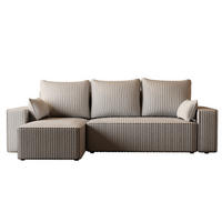 ECKSOFA Tobi mit Bettkasten und Schlaffunktion, L-Form/XL-Form, Cordstoff, Universal - Hellgrau, Holzwerkstoff (246/145cm) - 4ALL HOME