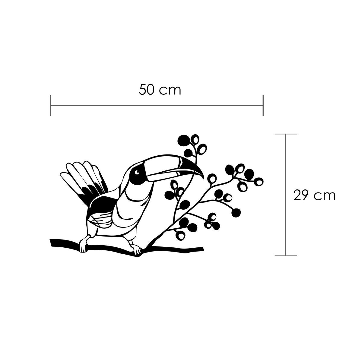 WANDDEKORATION Metall Nr. 22 Toucan Schwarz 50/3/29 cm - Schwarz, Metall (50/29/3cm) - Decortie