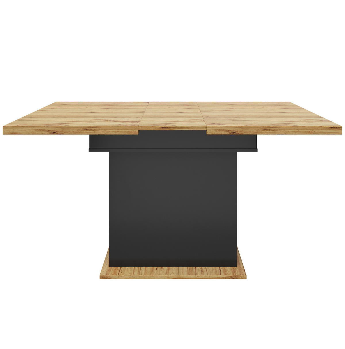 ESSTISCH ausziehbar 110-140 x 80 cm MDF Metall Black/Natural - Schwarz, Holzwerkstoff (140/80/75cm) - Meubliv
