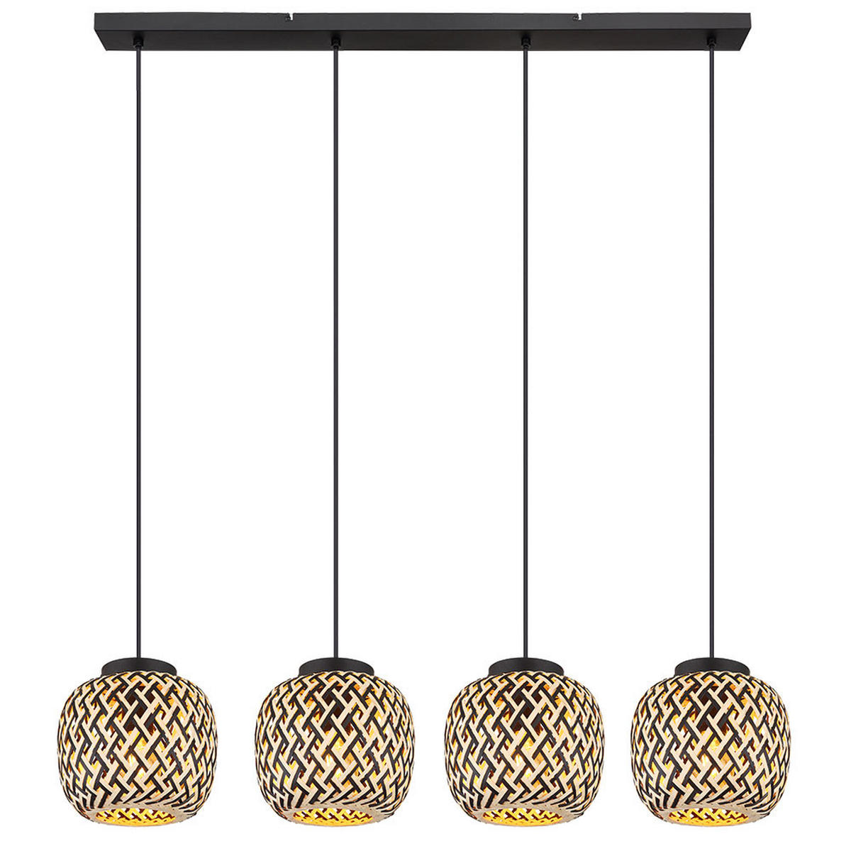 LED HÄNGELEUCHTE Metall Braun Bambus 4-flammig - Braun, Metall (100/20/120cm) - Globo Lighting