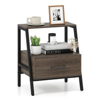 NACHTTISCH mit Schublade, offenes Regal und Metallrahmen, 45 x 35 x 52,5 cm - Grau, Holzwerkstoff (45/52.5/35cm) - DESIGN IN