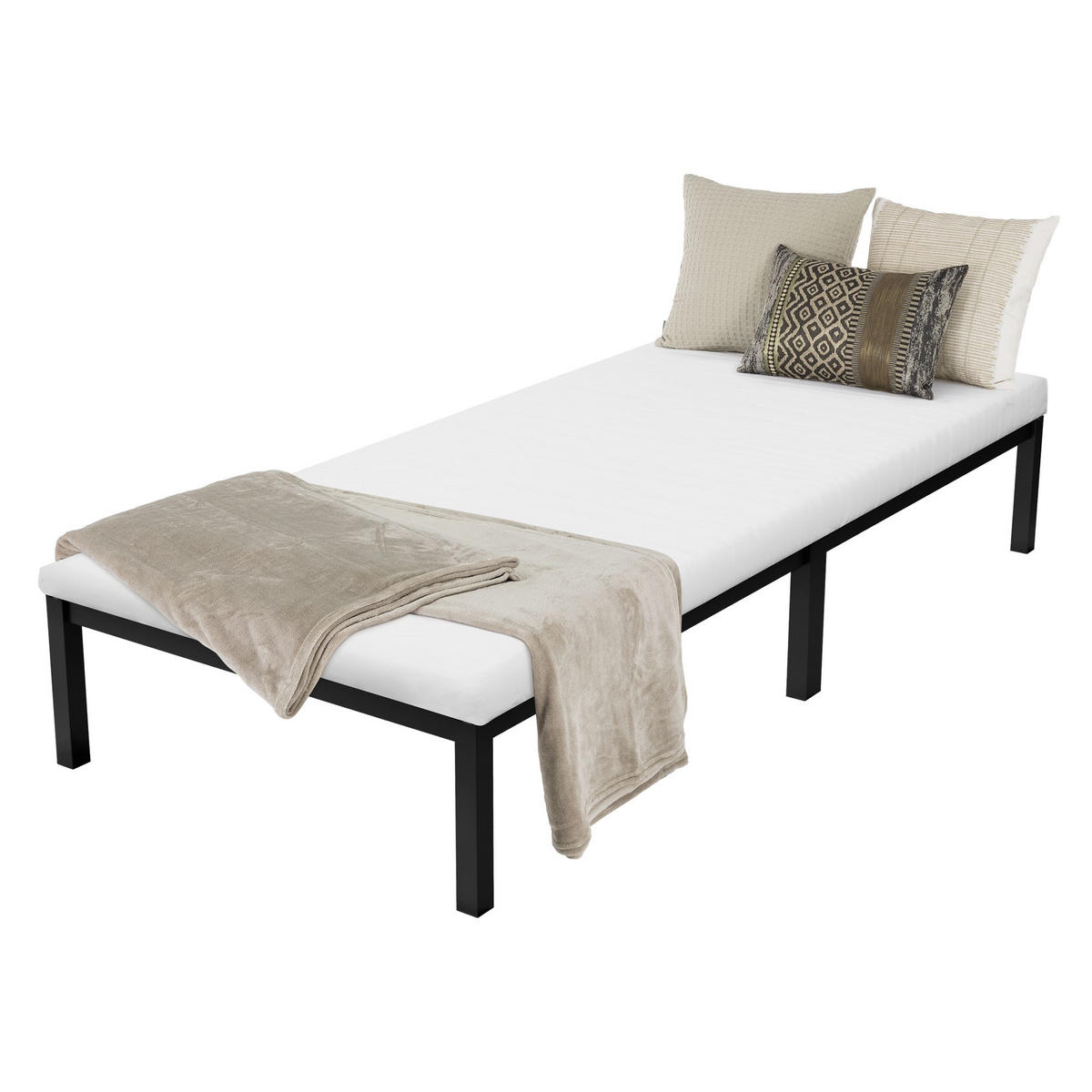 METALLBETT 200/90 cm - Schwarz, Metall (90/200cm) - ML-DESIGN