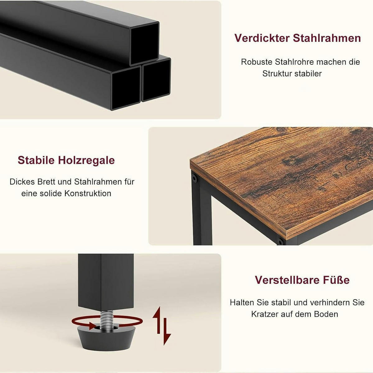BEISTELLTISCH mit 2 Etagen Rustikal Braun/Schwarz - Braun, Holzwerkstoff (21/43/62cm)