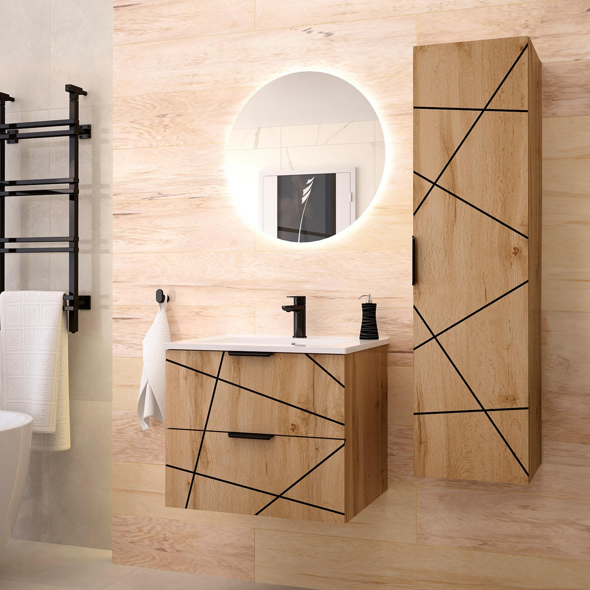 HÄNGESÄULE Teren Holz - Braun, Holzwerkstoff (34.5/130/31.8cm) - Petits-meubles