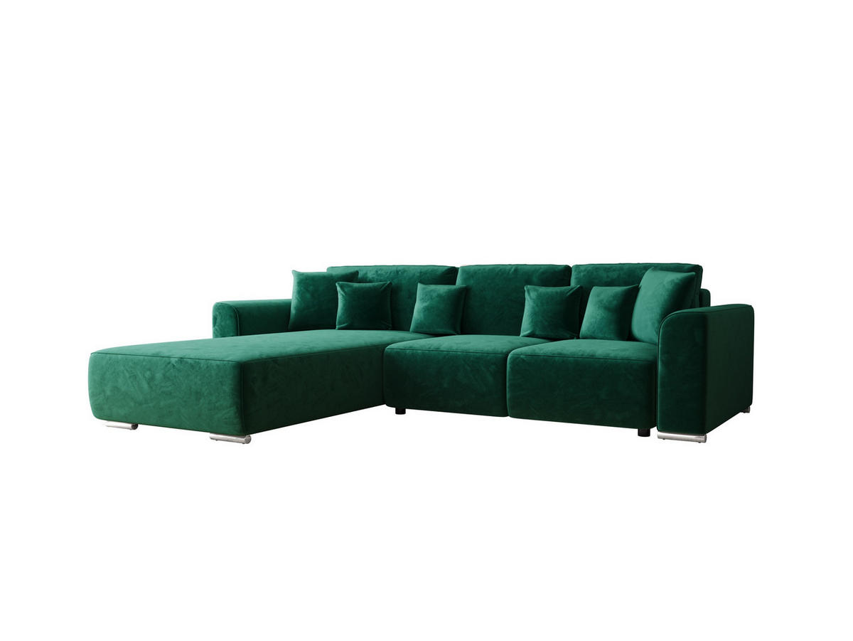 ECKSOFA GUSTO L Monolith 37 Links mit Schlaffunktion - Grün, Textil (279/193cm) - Bedante