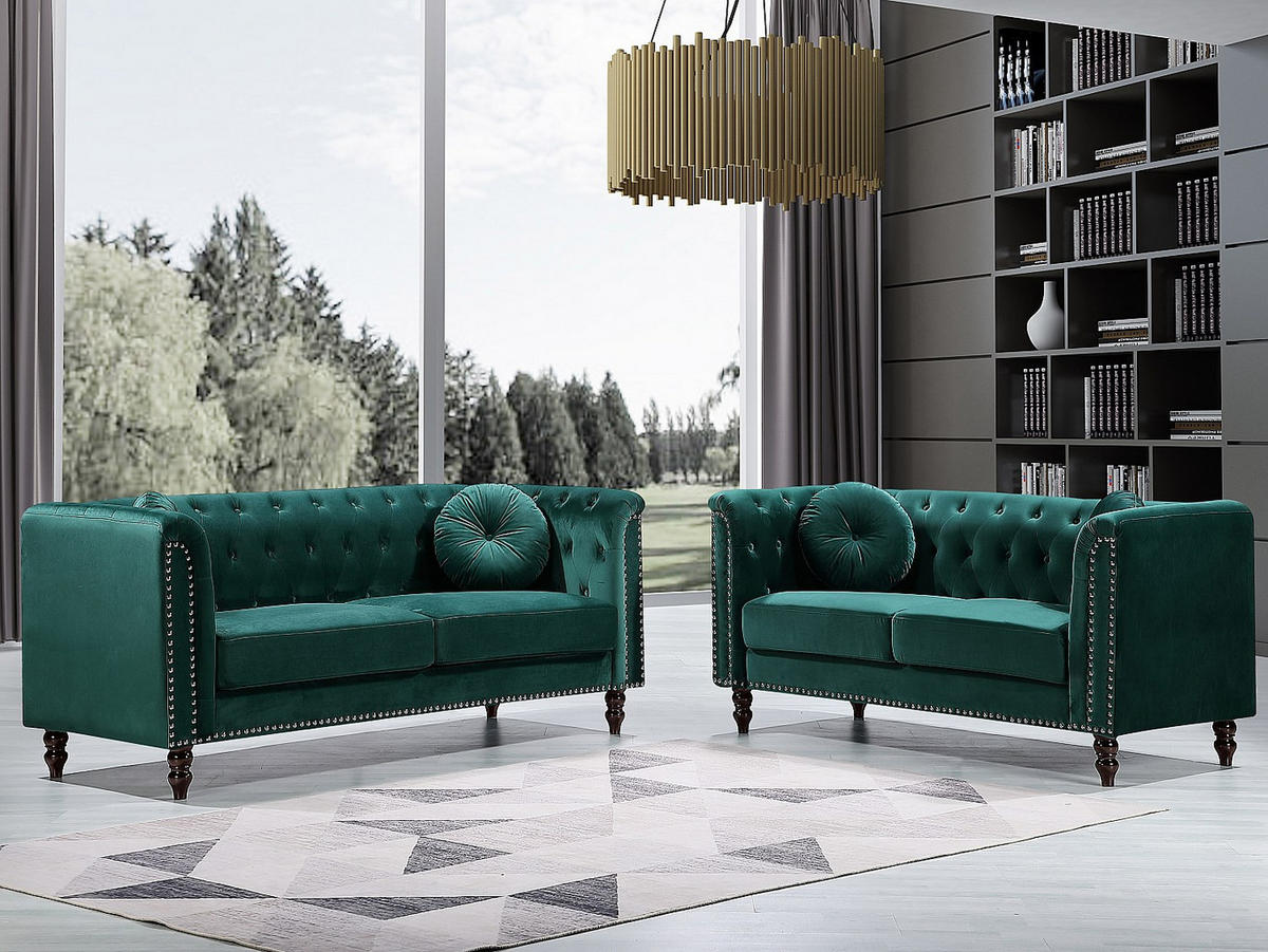 COUCHGARNITUR - 5 Personen - samt - smaragdgrün Turner - Grün, Textil (190/79/77cm) - Vente-Unique