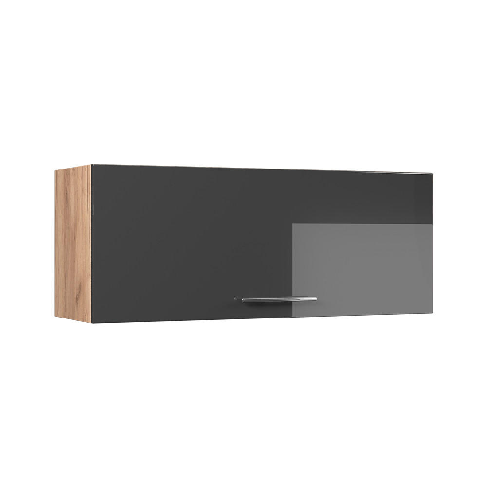 NÁSTENNÁ SKRINKA Fame-Line, Antracit vysoký lesk/Dub Goldkraft, 100 cm - dub medový/čierna s vysokým leskom, kompozitné drevo (100/40/34.1cm) - Vicco