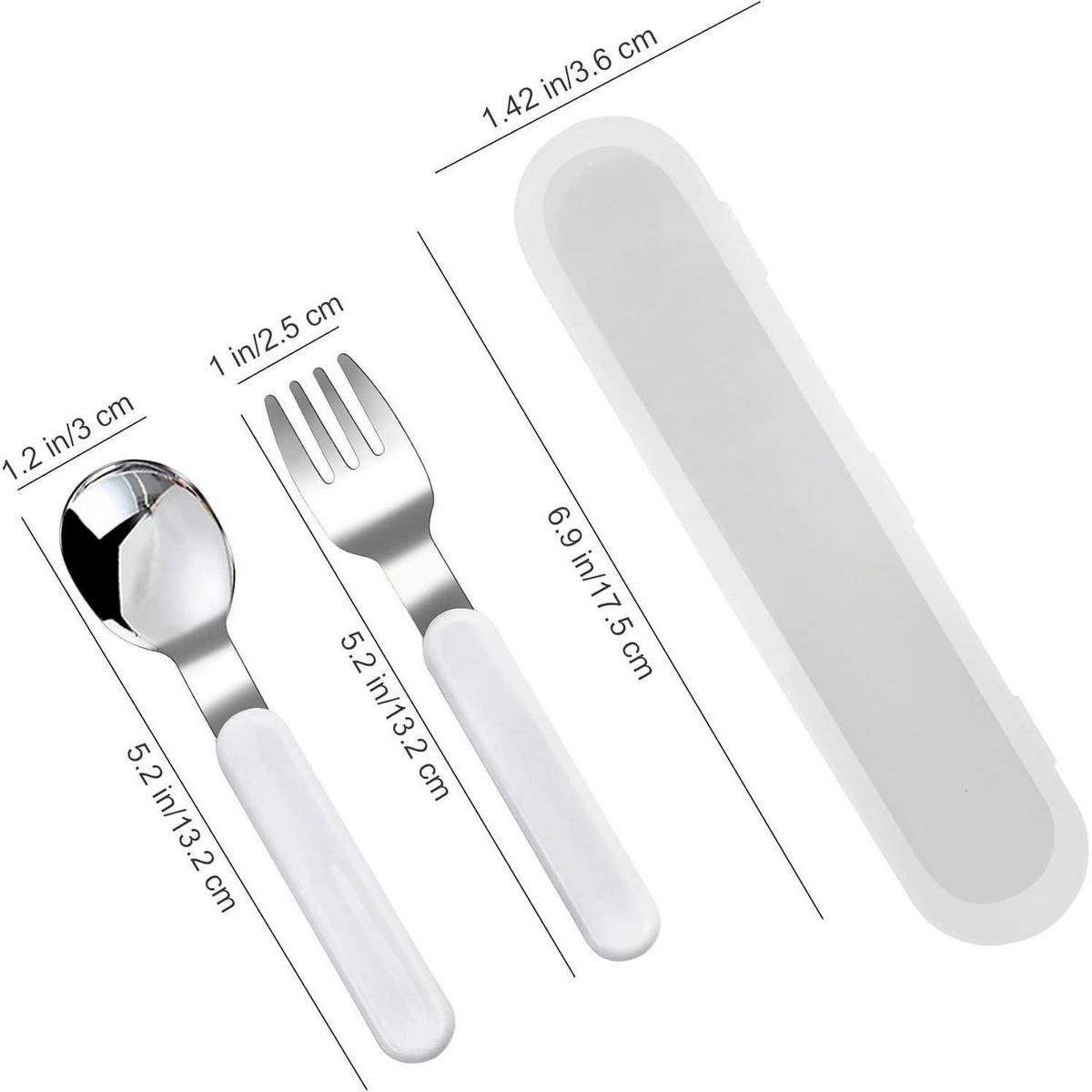 KINDERBESTECK 2-teiliges Set Gabel Löffel mit Koffer 18/10 Edelstahl Silber Weiß - Silberfarben, Metall