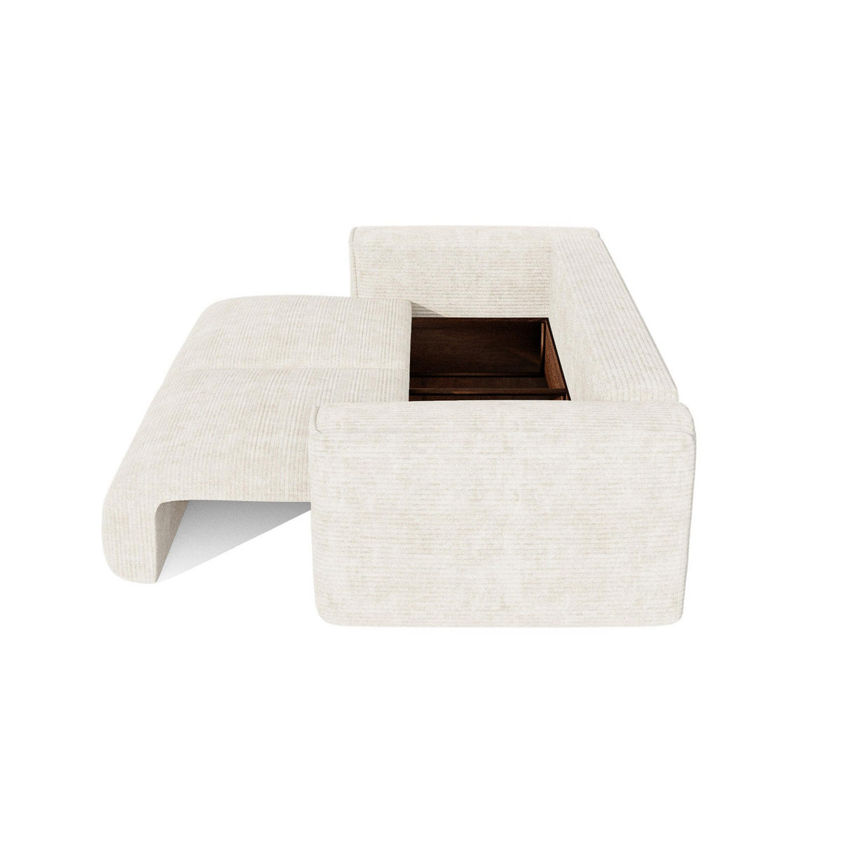 SCHLAFSOFA mit Stauraum COMO Cord Creme 254cm - Creme, Textil (254/78/95cm) - Premium Interiors