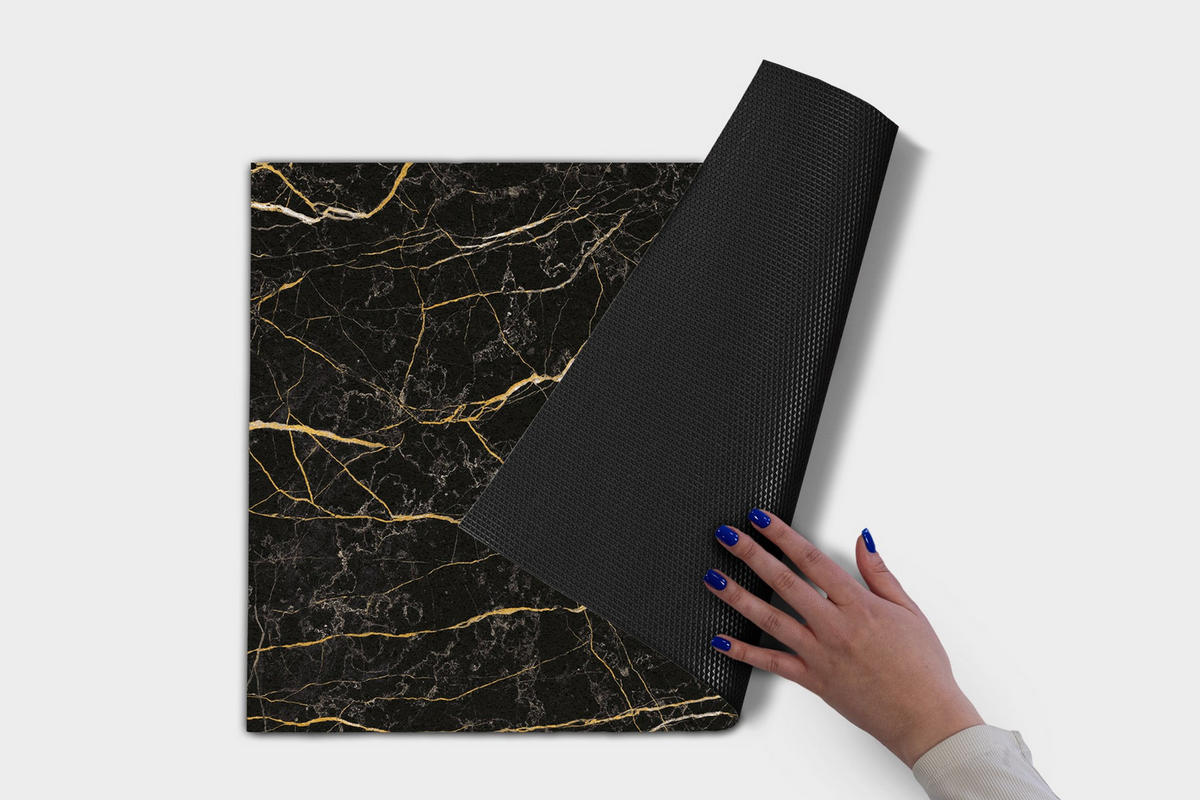 FUSSMATTE 60 x 40 cm Schwarzer Marmor - Anthrazit, Textil (60/40cm) - TULUP