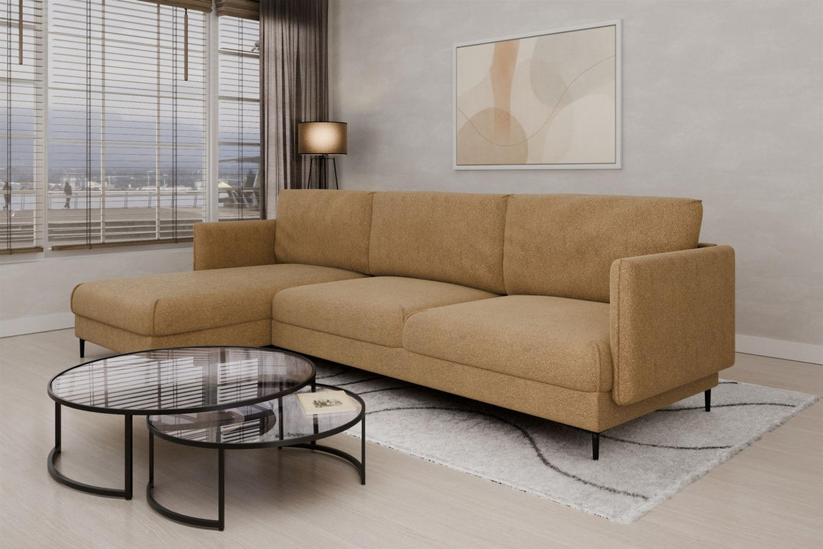 ECKSOFA Helmer In Stoff Baloo - Hellbraun, Holzwerkstoff/Textil (164/293cm) - Fun Möbel