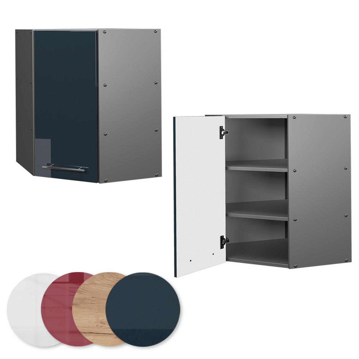 ECKHÄNGESCHRANK Fame-Line Dunkelblau Hochglanz 57 cm - Anthrazit/Dunkelblau, Holzwerkstoff (57/72/34.1cm) - Vicco