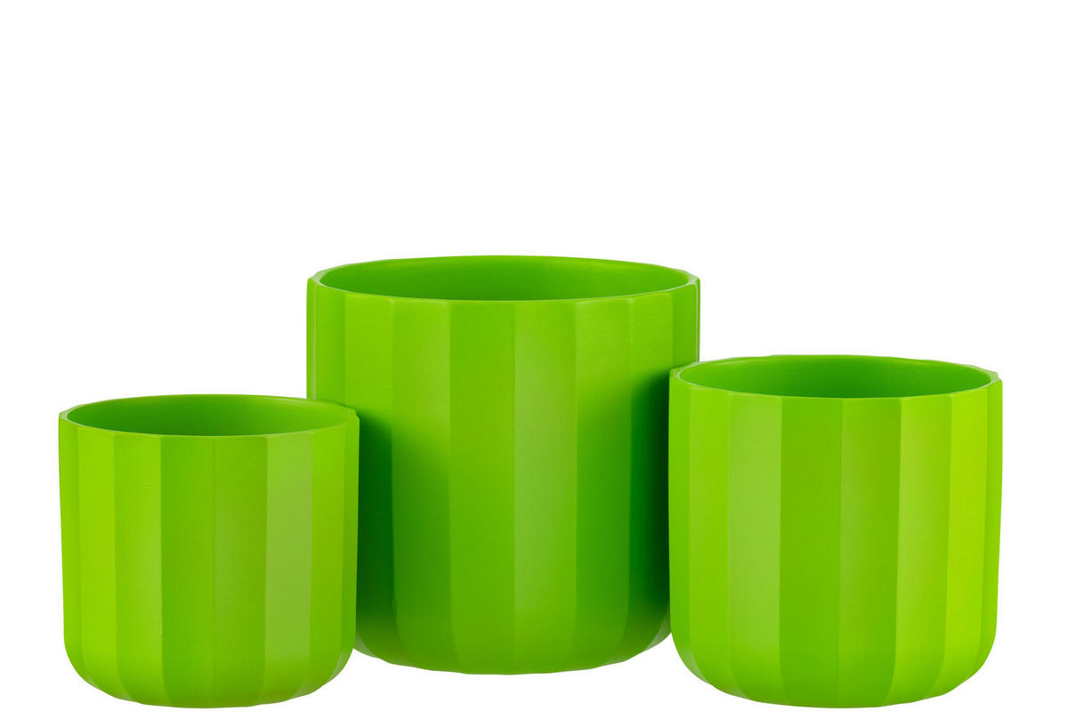 BLUMENTOPF SUMMER - Töpferei - Grün - L - 2er set - Ø 18,5 cm - Grün, Keramik (18.5/18cm) - J-Line