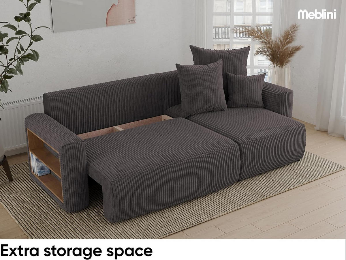 ECKSOFA SOLARIS L - Blau/Grau, Holzwerkstoff (238/142cm) - Meblini