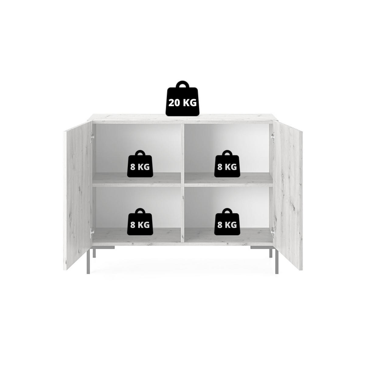 SIDEBOARD Lammelo Greige mit Metallbeinen 92 cm - Taupe/Goldfarben, Holzwerkstoff/Metall (92/75/37cm) - Selsey