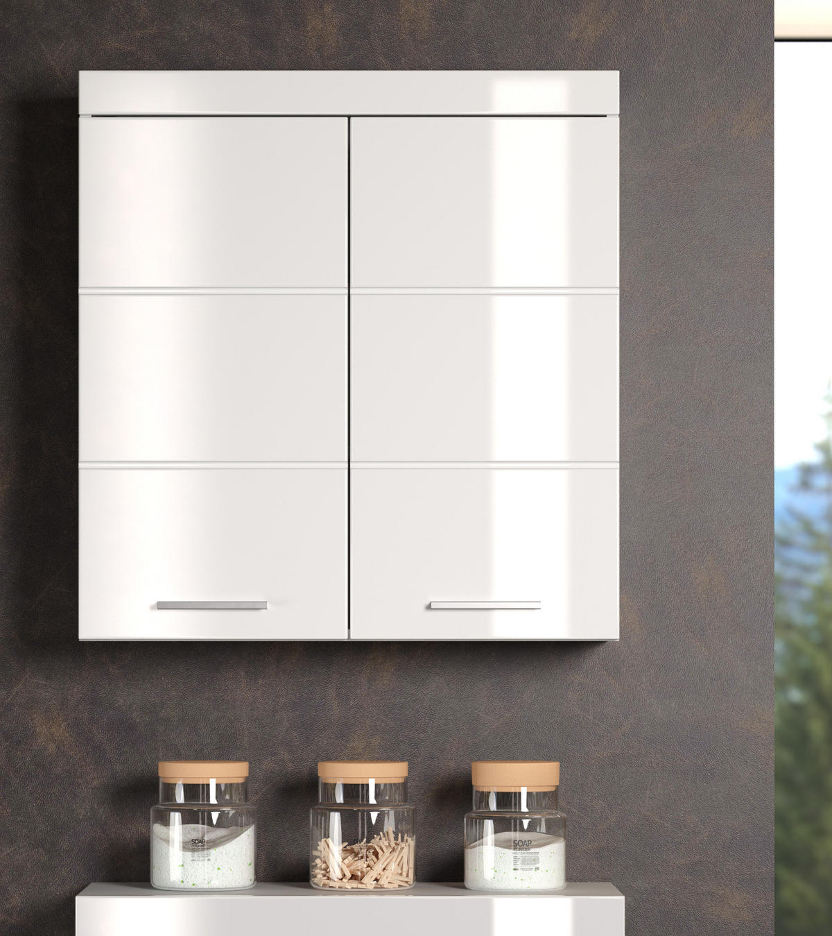 HÄNGESCHRANK weiß Hochglanz 73 x 77 cm, Badschrank hängend - Weiß, Holzwerkstoff/Kunststoff (73/77/23cm) - Top.Furn