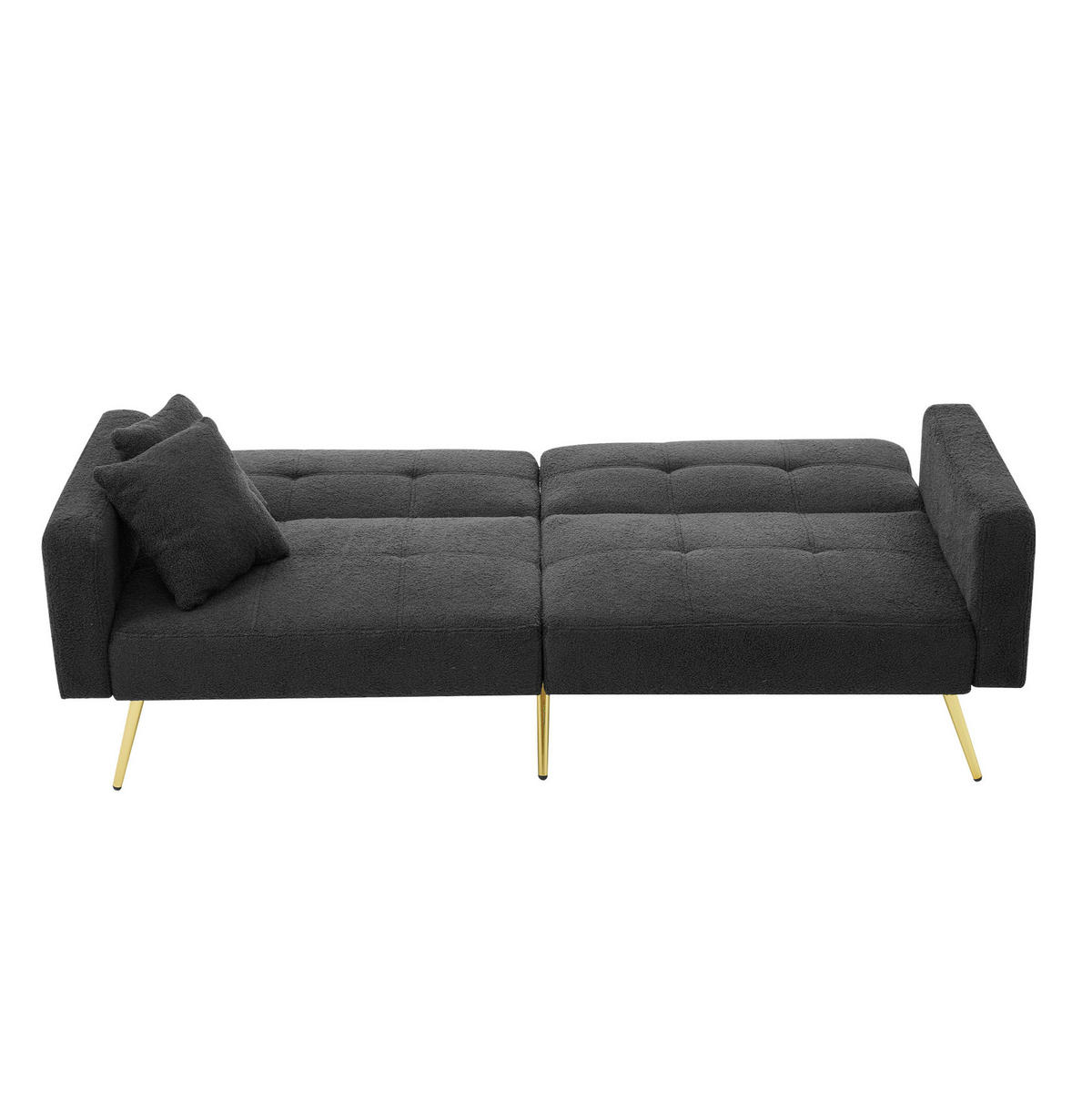 ROZKLÁDACÍ pohovka 175/64/72 cm tmavě šedá ze šerpy a pěny s nastavitelnou opěrkou a kapsami - tmavě šedá, plast (175/72/64cm) - OKWISH