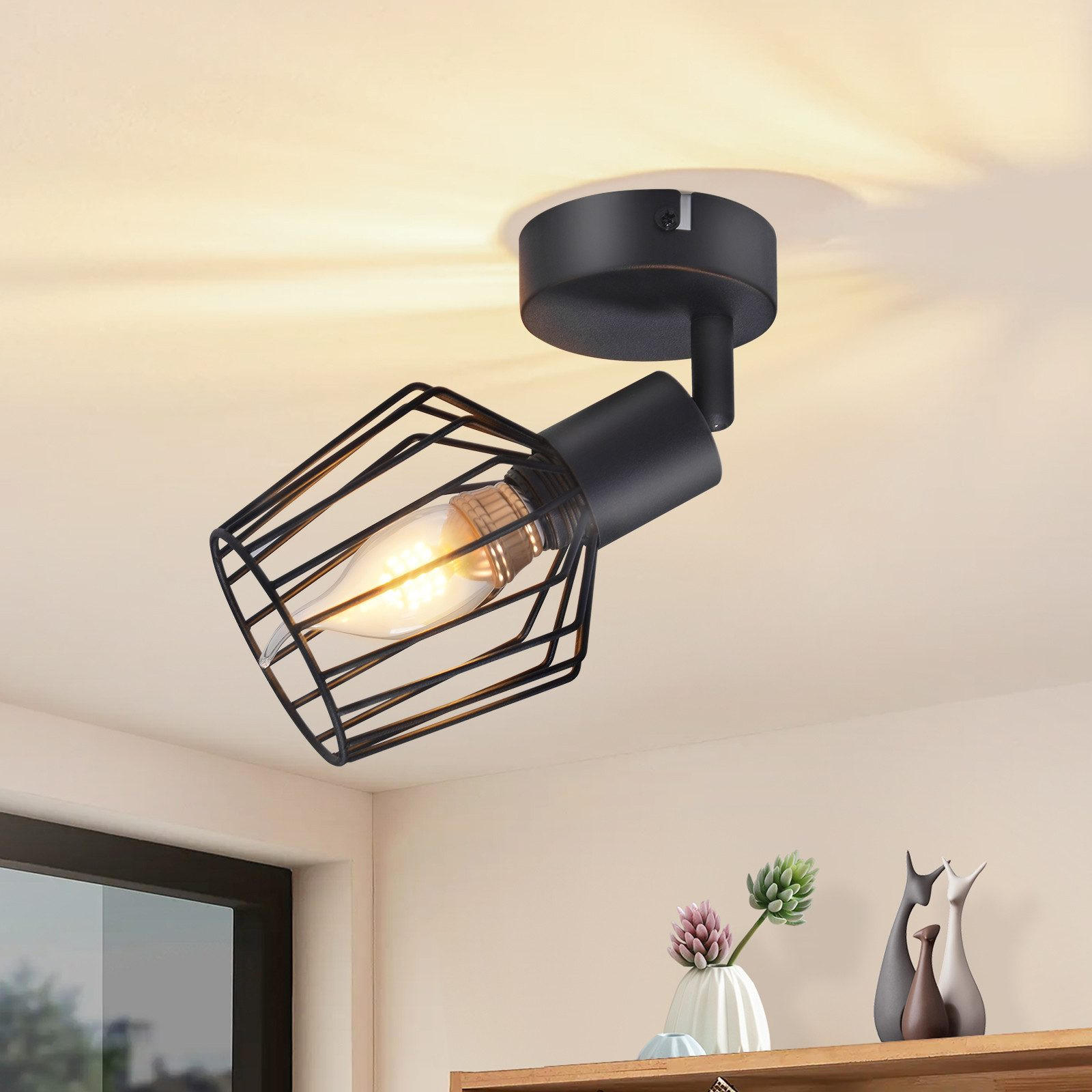 STRAHLER Franziska 1-flammig 8/10/10 cm - Schwarz, Metall (8/10/10cm) - Nettlife