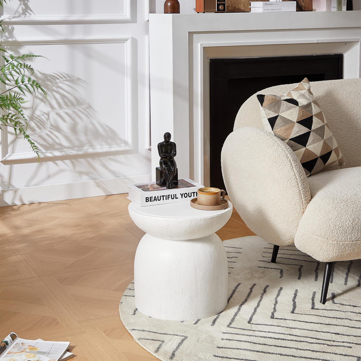 BEISTELLTISCH Rund Weiß 45 x 45 x 52 cm - Weiß, Metall (40/40/40.5cm) - Nordlys