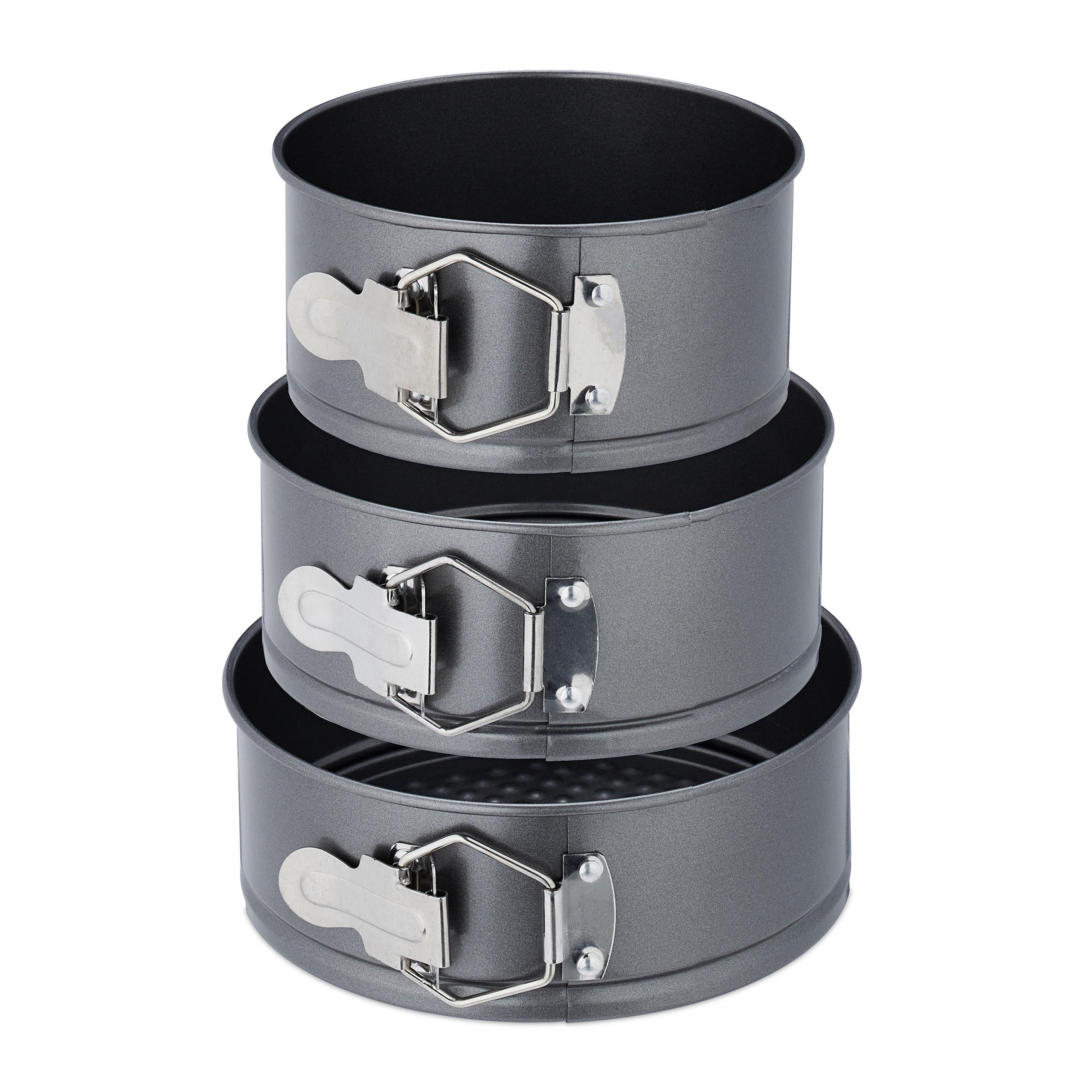 SPRINGFORM Set - Anthrazit, Metall (18/6.5/18cm) - Relaxdays