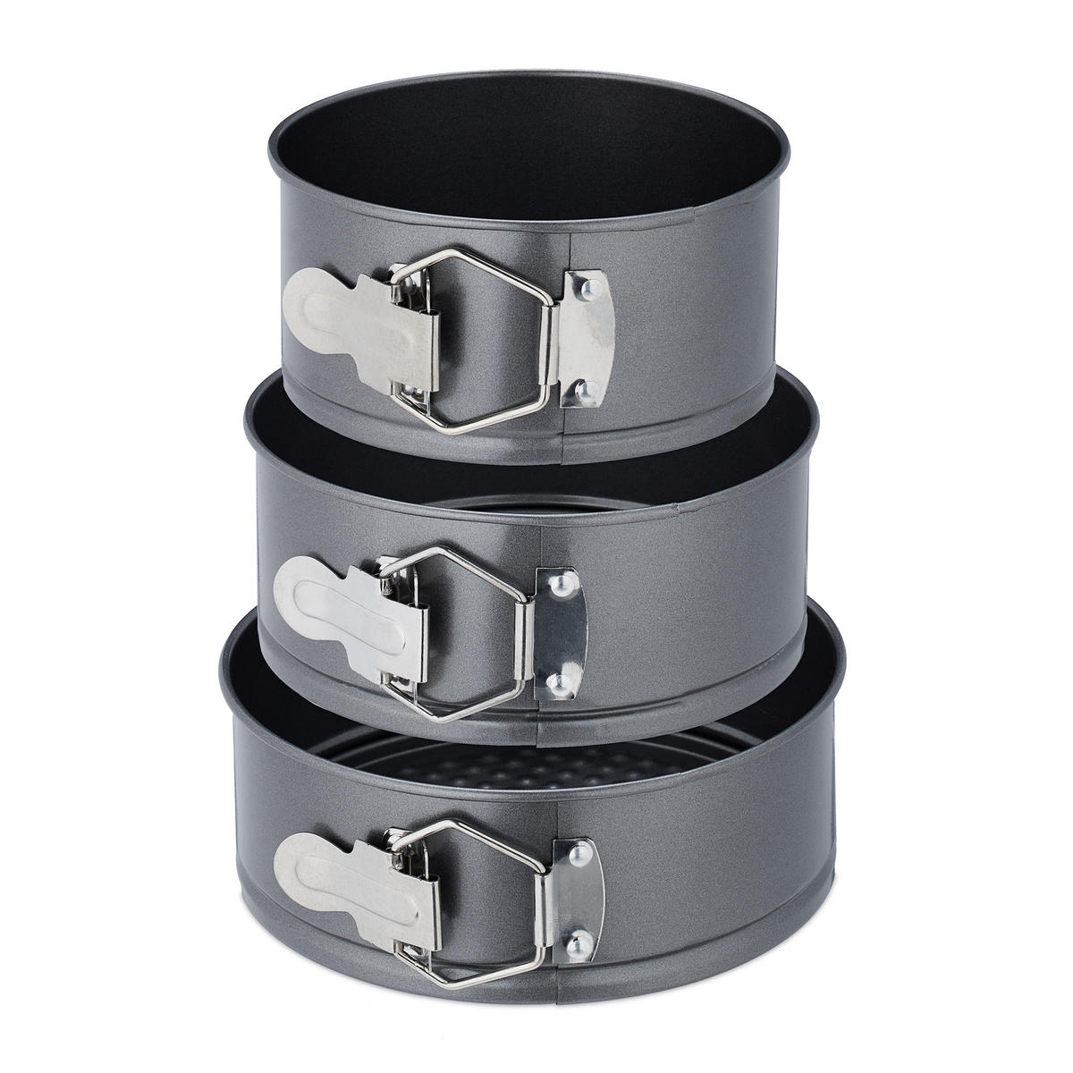 SPRINGFORM Set - Anthrazit, Metall (18/6.5/18cm) - Relaxdays