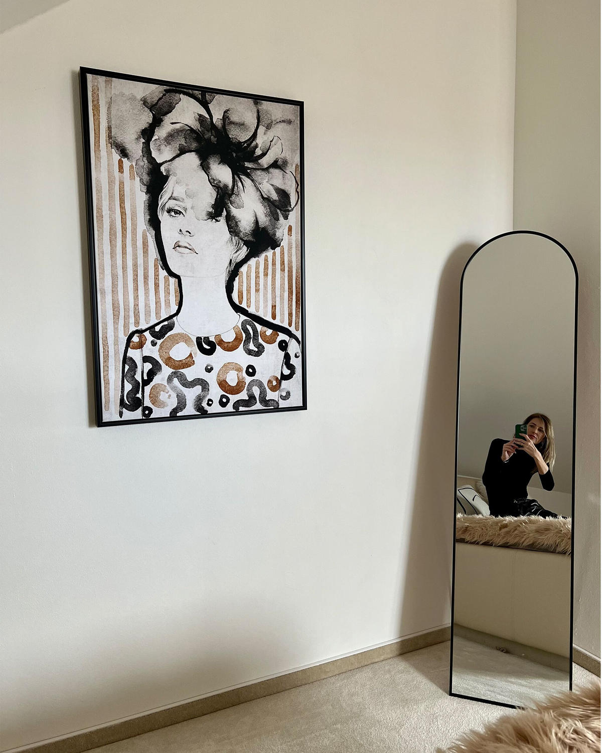 OGLINDĂ DE PODEA neagră 36/150 cm Bagnolet - negru, metal (36/150/40cm) - Beliani