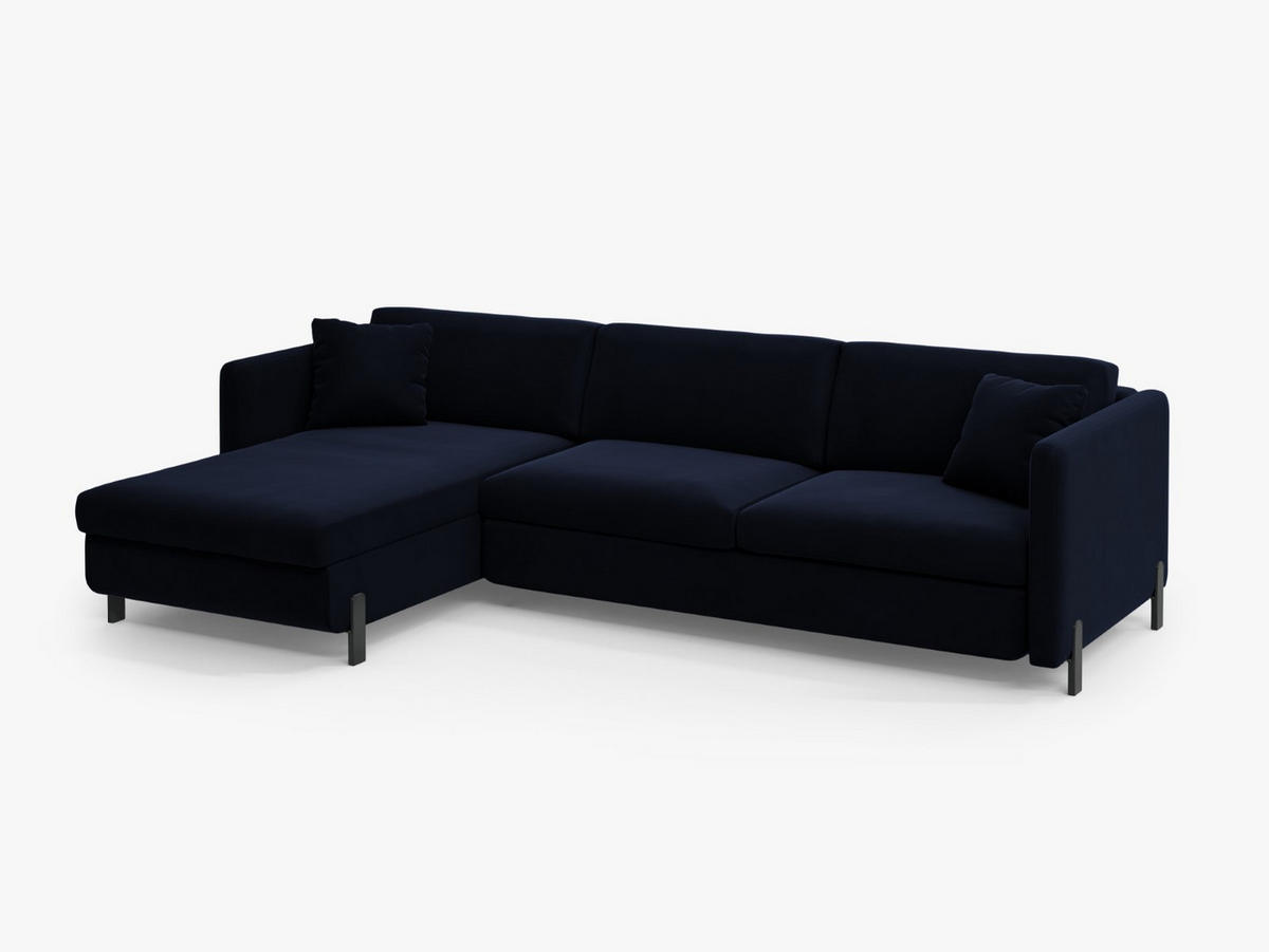 ECKSOFA ausklappbar links Gloria aus Samt königsblau 4 Sitzplätze - Dunkelblau, Textil (260/170cm) - Micadoni