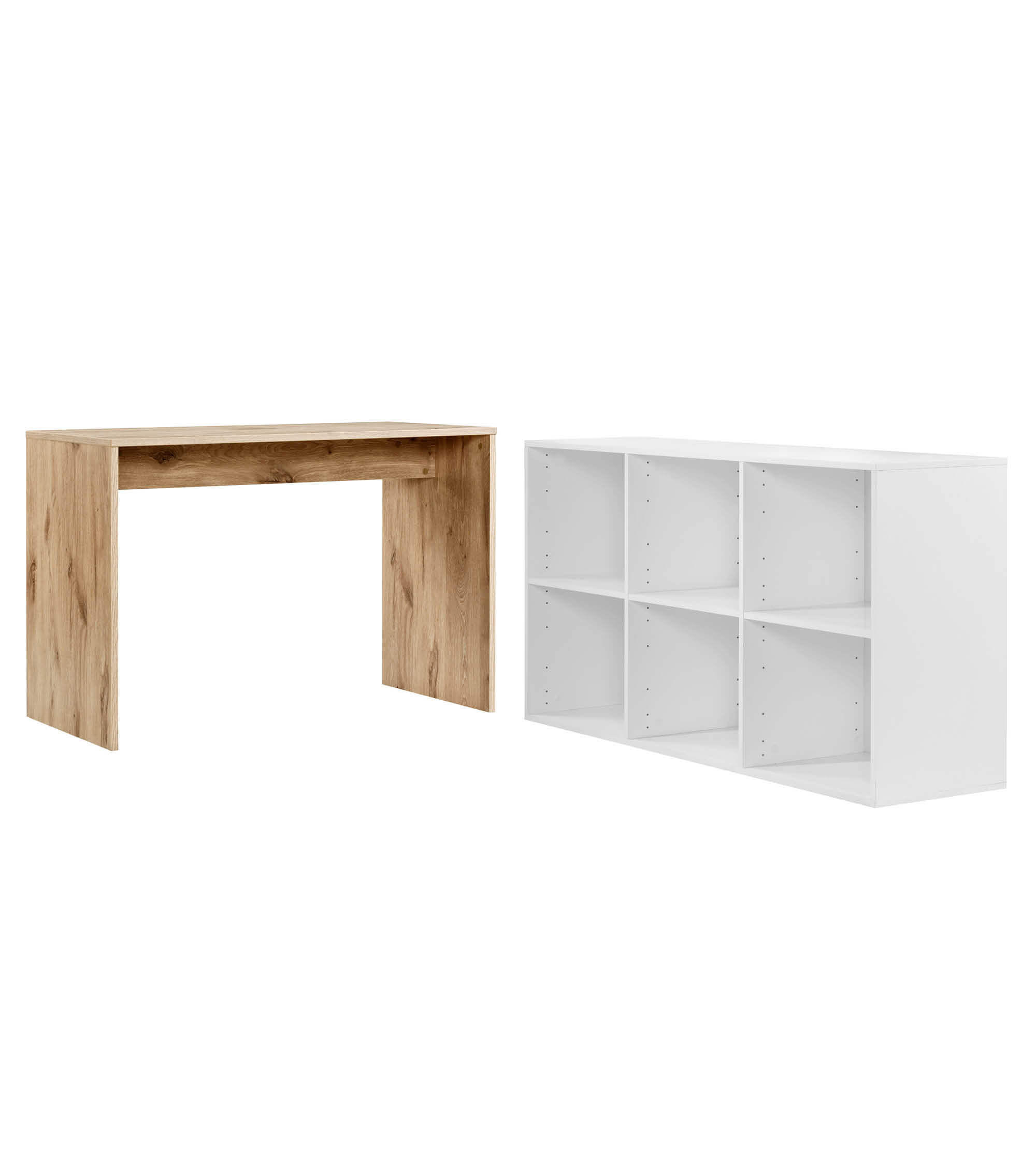 SCHREIBTISCH Der Produktive - Eichefarben/Weiß, Holzwerkstoff (54/112/77cm) - Mokebo