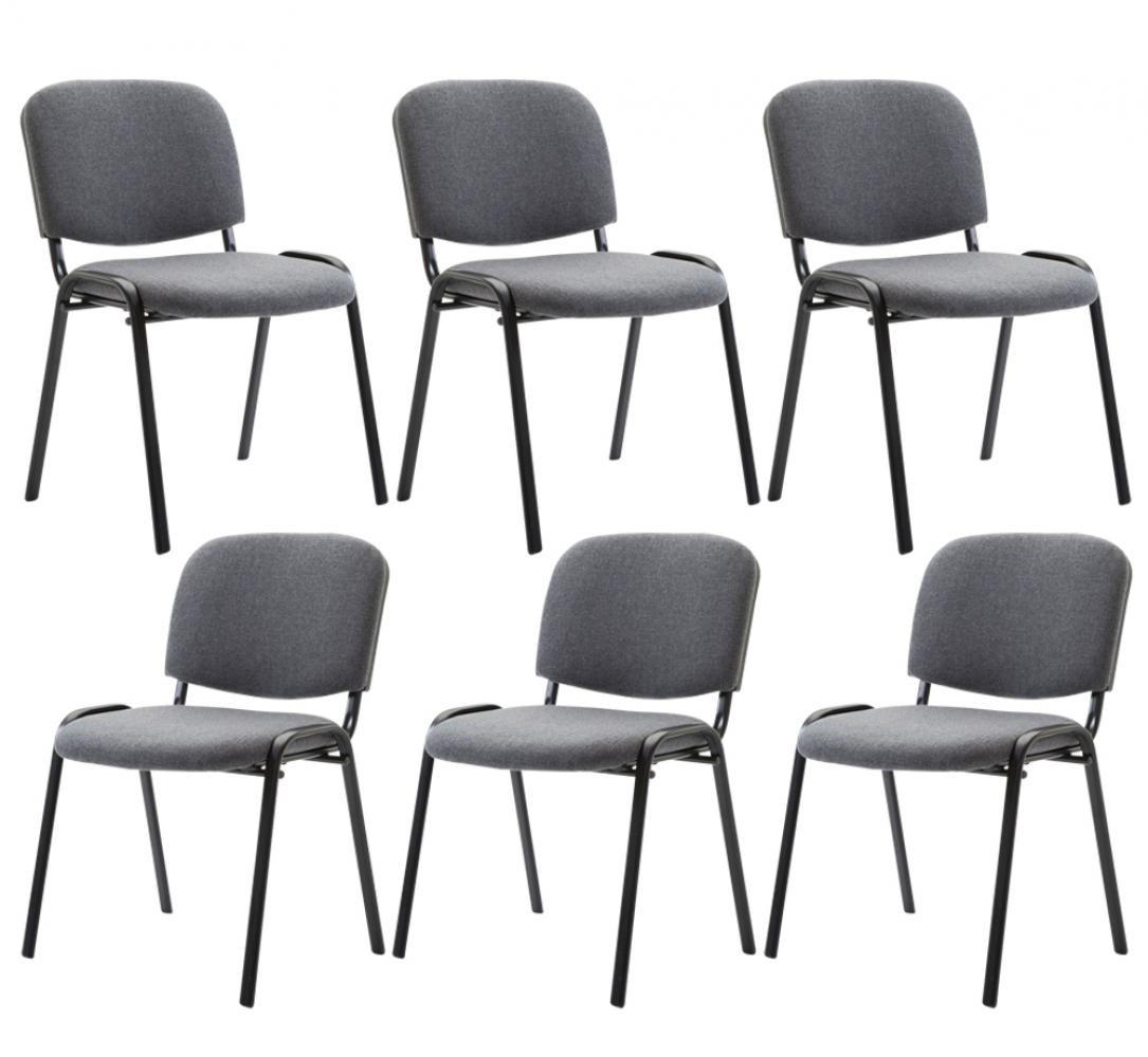 BESUCHERSTUHL 6er Set Stoff grau - Schwarz/Grau, Textil/Metall (53/83/53cm) - CLP