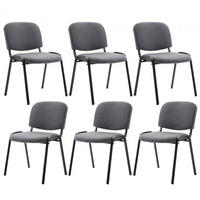 BESUCHERSTUHL 6er Set Stoff grau - Schwarz/Grau, Textil/Metall (53/83/53cm) - CLP