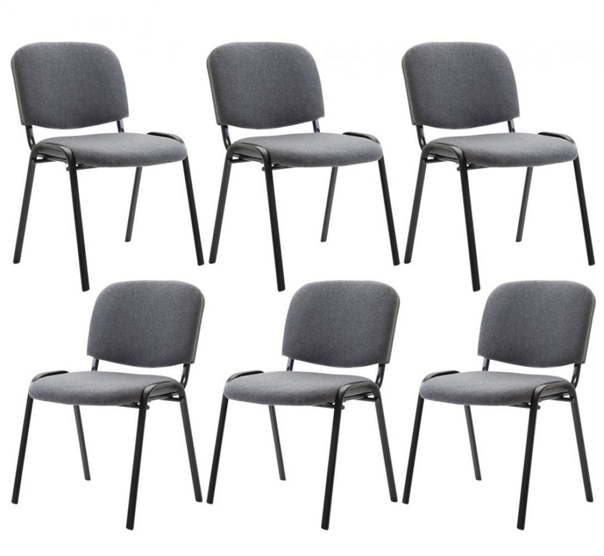 BESUCHERSTUHL 6er Set Stoff grau - Schwarz/Grau, Textil/Metall (53/83/53cm) - CLP