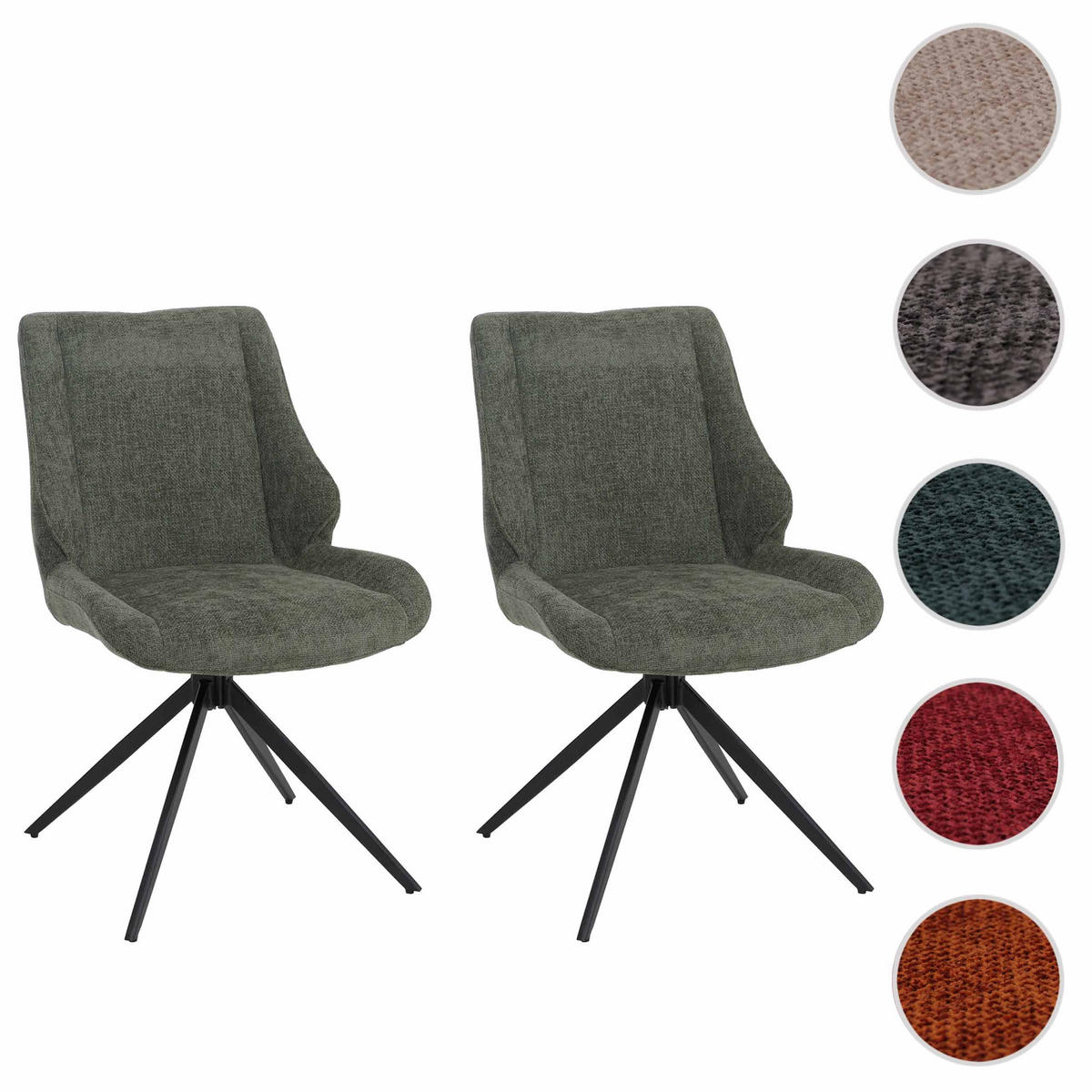 ESSZIMMERSTUHL Schwarz, Grün 2er-Set - Schwarz/Grün, Textil (55/88/62cm) - MCW