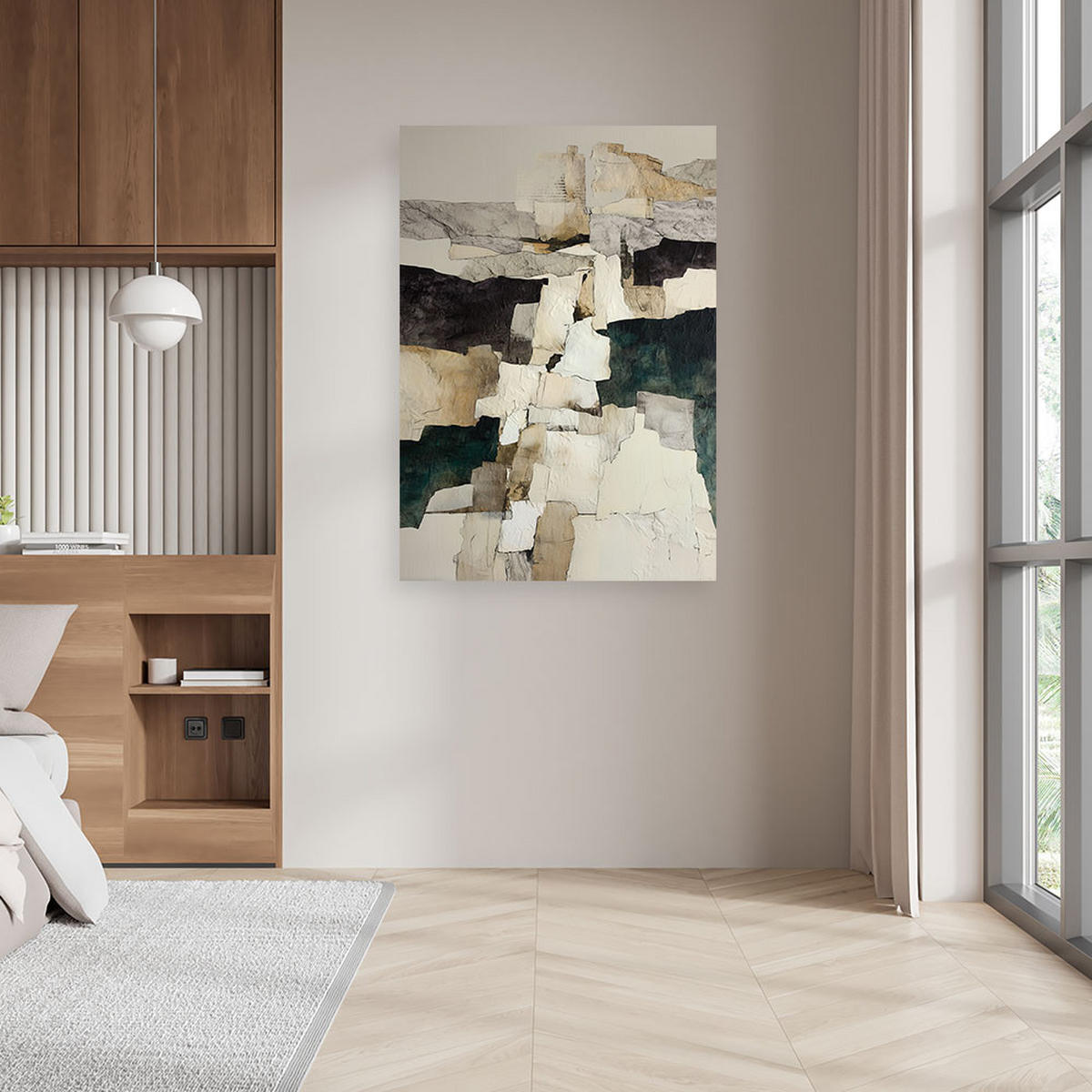 LEINWANDBILD, Abstrakt Textur in den Farben beige und braun - Beige, Textil (80/120cm) - Feeby