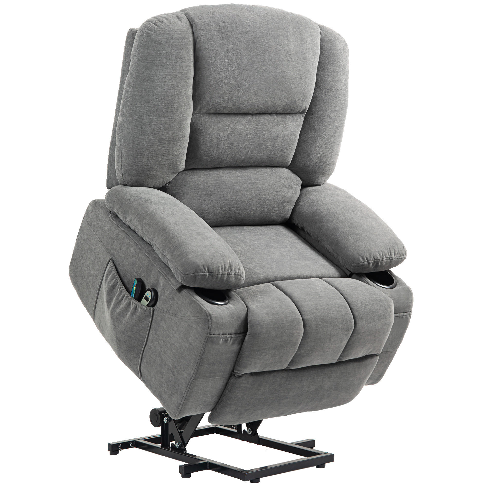 FERNSEHSESSEL mit Aufstehhilfe Elektrisch, Dunkelgrau - Dunkelgrau, Textil (97/102/90cm) - HOMCOM