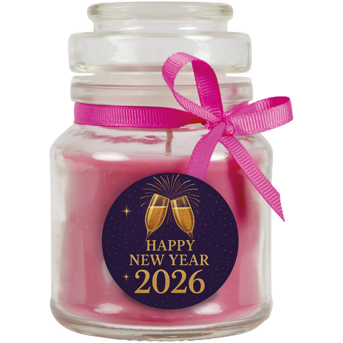 DUFTKERZE im Glas - Neujahr Lavendel Bonbonsglas 120 g - Rosa, Naturmaterialien (7/10cm)