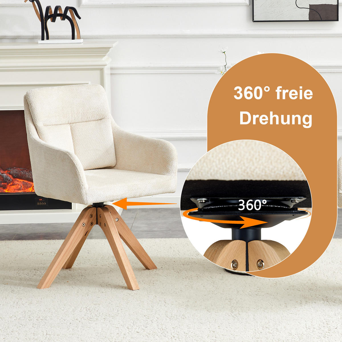 ARMLEHNSTUHL-SET DE-36632 2 Stück mit Samtbezug und Massivholzbeinen Hellbeige - Weiß, Holz (43/87/45cm) - ComfortXL