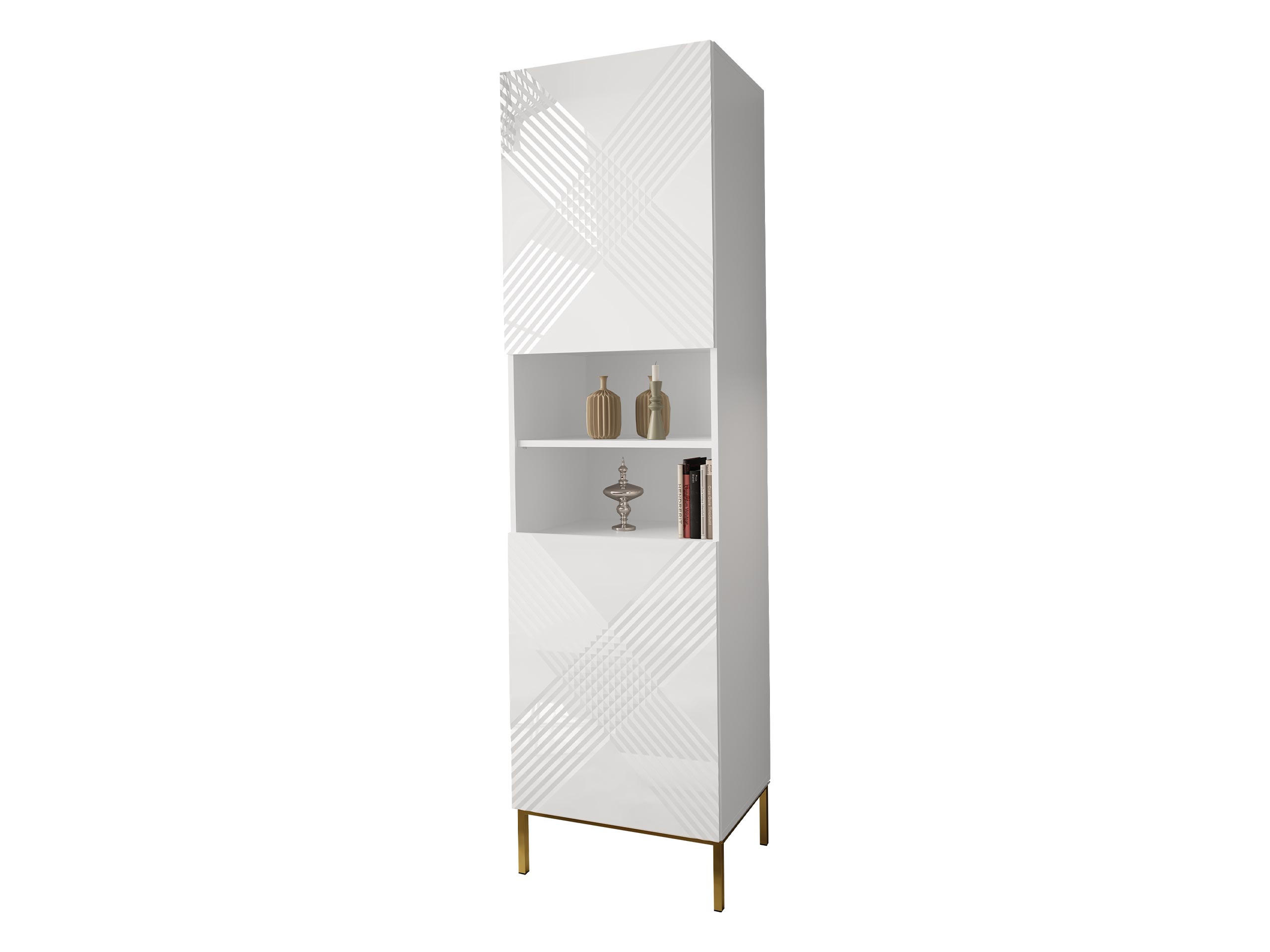 VITRINE Exito 200 - Goldfarben/Weiß, Holzwerkstoff/Metall (55/200/42cm) - MIRJAN24