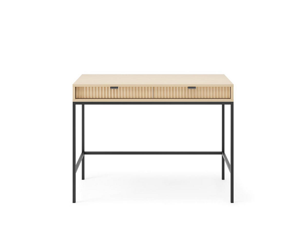 SCHMINKTISCH Konsolentisch NOVA Vicenza Eiche geriffelt Metallgestell schwarz 104 cm - Braun, Holzwerkstoff (78/104/50cm) - Bettso