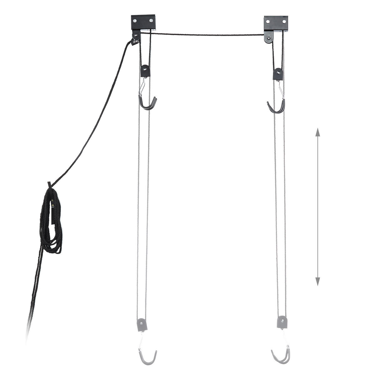 FAHRRADLIFT Schwarz Deckenmontage - Schwarz, Kunststoff/Metall (1/40/6cm) - Relaxdays