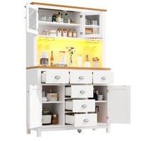 BUFFETSCHRANK 104/40/180 cm Weiß aus MDF mit LED-Lichtleiste - Weiß, Holzwerkstoff (104/180/40cm) - OKWISH