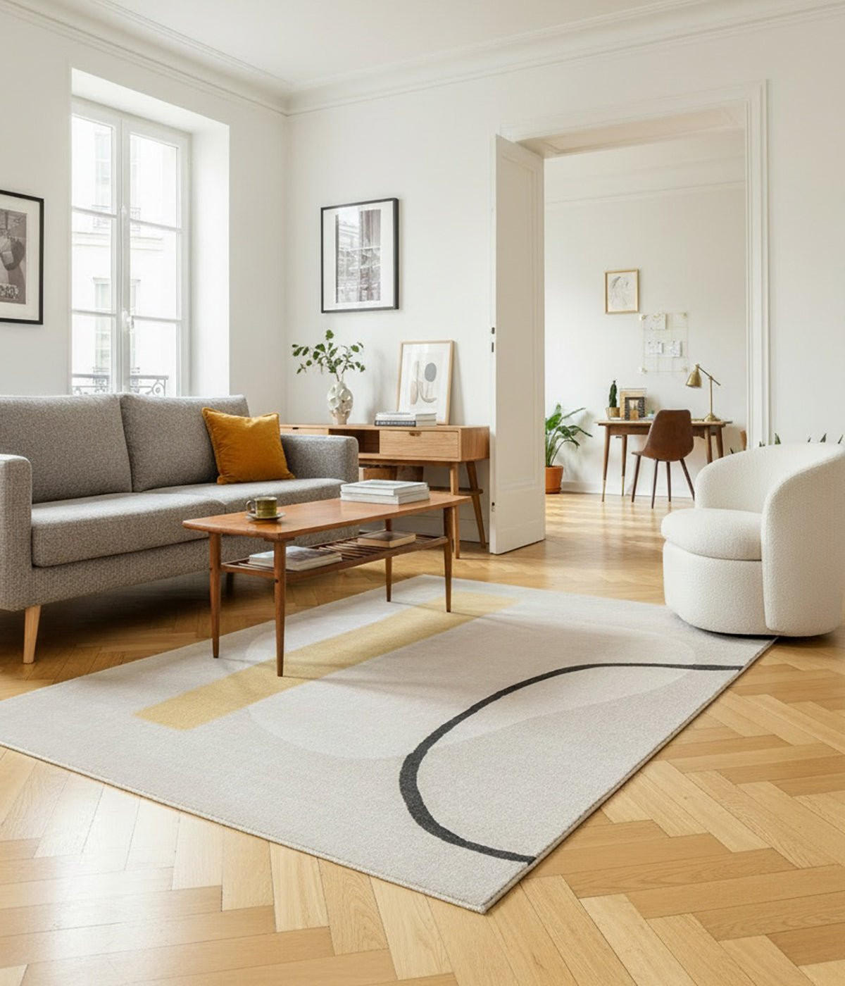 WEICHER und grafischer Teppich beige - Beige, Textil (160/230cm) - AFK Living