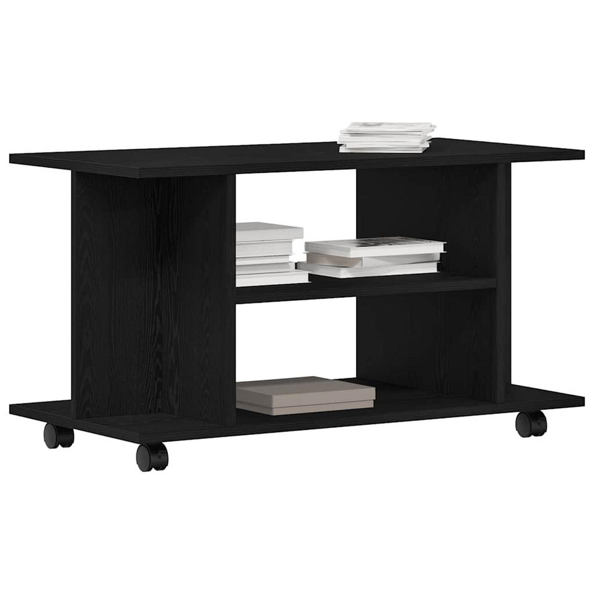 TV-SCHRANK Mit Rollen Schwarz Eichen-Optik 80/40/45 Cm - Schwarz, Holzwerkstoff (40/45/80cm) - vidaXL