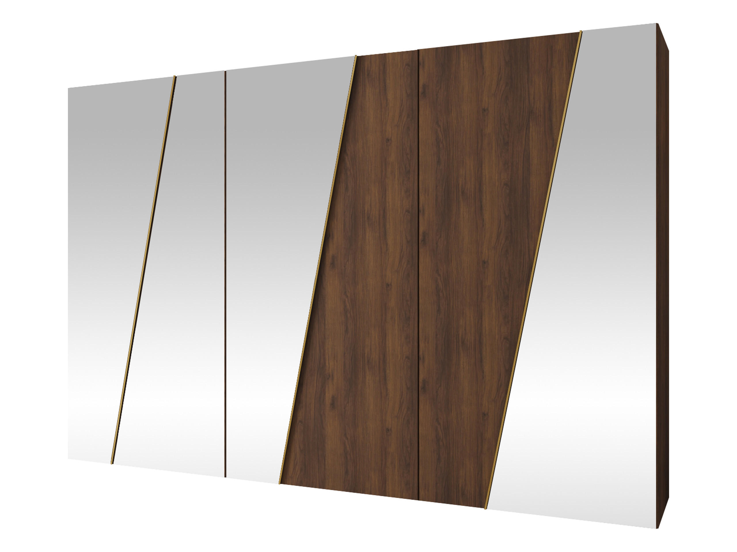 DREHTÜRENSCHRANK Zen 4L 300 cm - Goldfarben/Nussbaumfarben, Holzwerkstoff/Kunststoff (300/202/50cm) - MIRJAN24