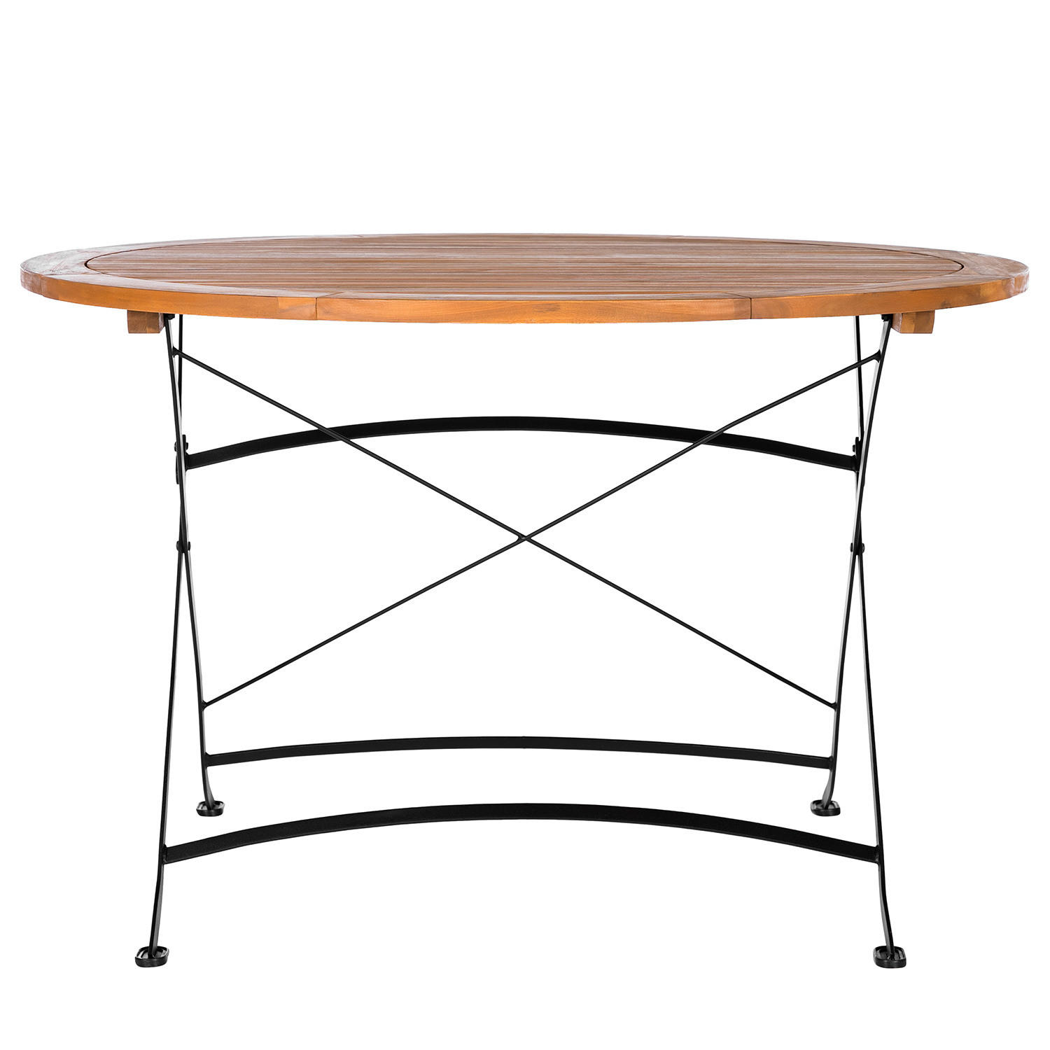 GARTENTISCH - Rund - Akazie massiv / Stahl - Braun / Schwarz - Schwarz/Braun, Holz/Metall (120/120/75cm) - home24