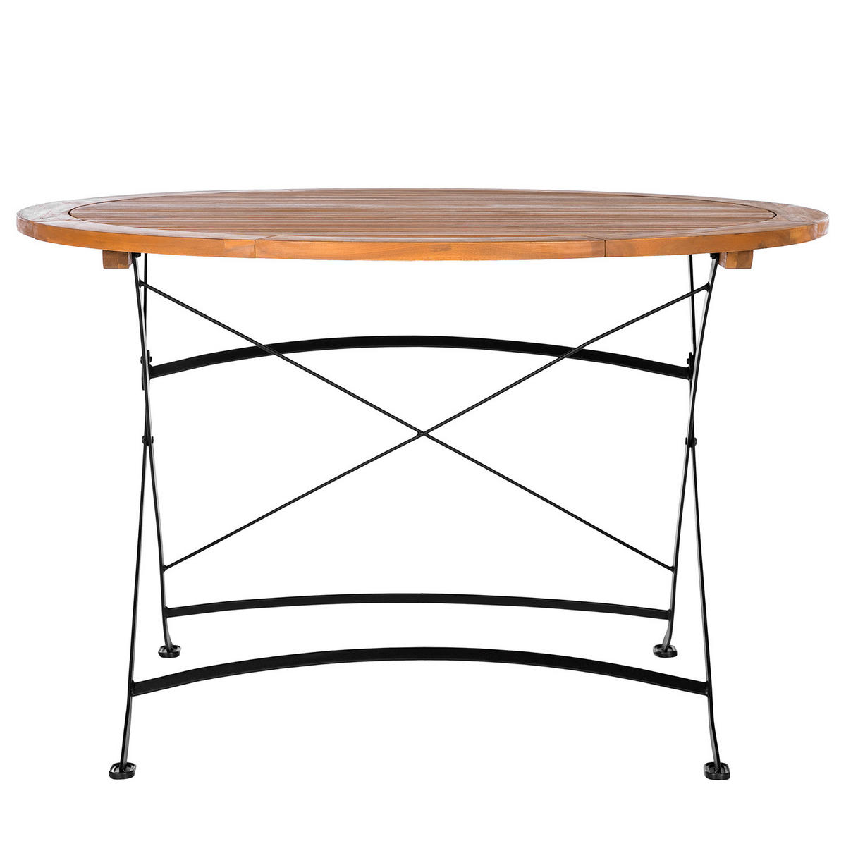 GARTENTISCH - Rund - Akazie massiv / Stahl - Braun / Schwarz - Schwarz/Braun, Holz/Metall (120/120/75cm) - home24